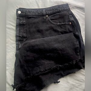 Black plus size wild fable raw hem cheeky cut off denim shorts size 24